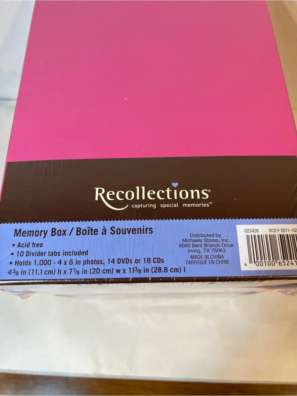 2- NIB Recollections Pink and Purple Memory Boxes Photo Storage 7.5x11.5 4.5” H